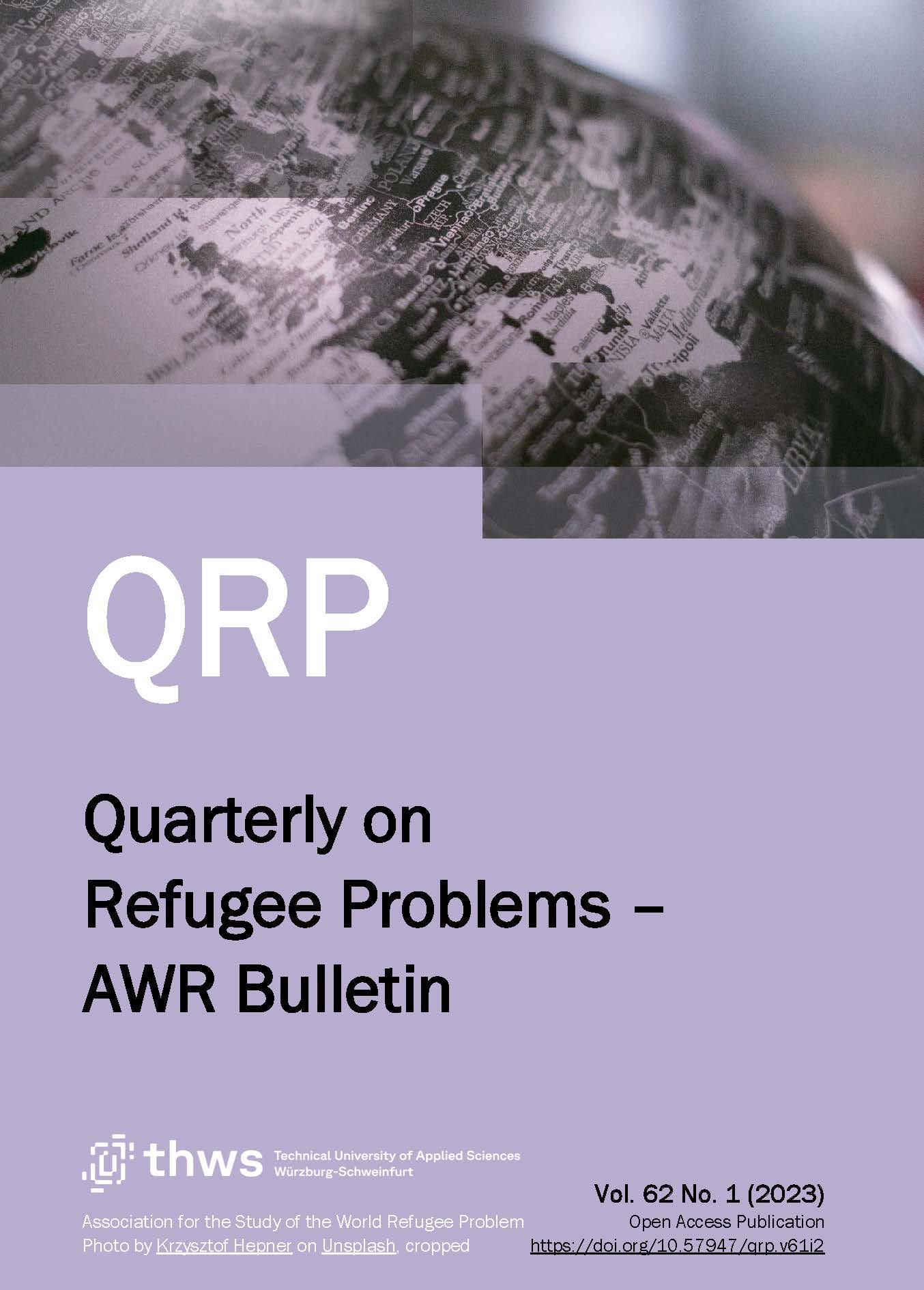 The cover of the 2023, volume 62, first issue of the Quarterly on Refugee Problems - AWR Bulletin