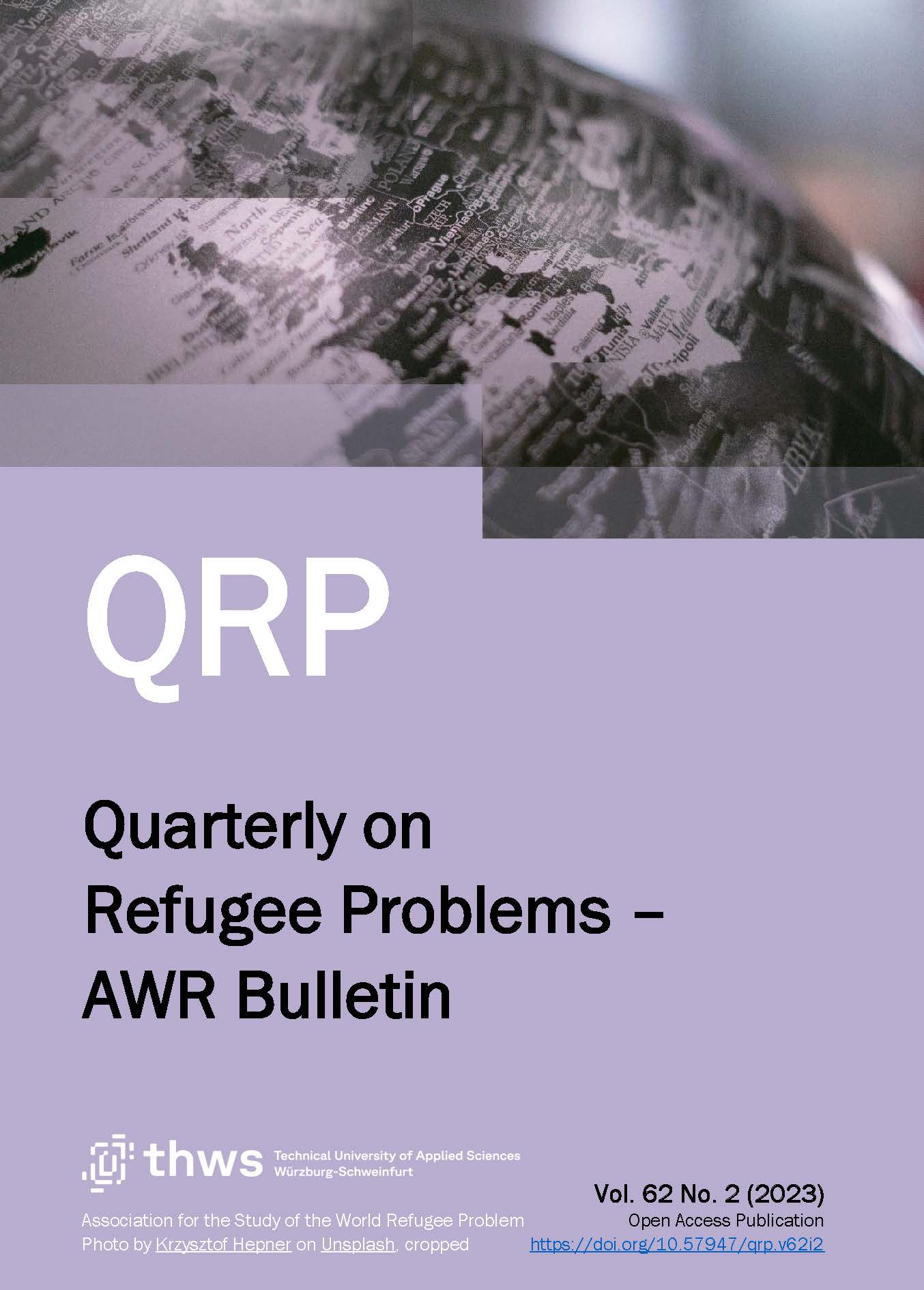 The cover of the 2023, volume 62, second issue of the Quarterly on Refugee Problems - AWR Bulletin