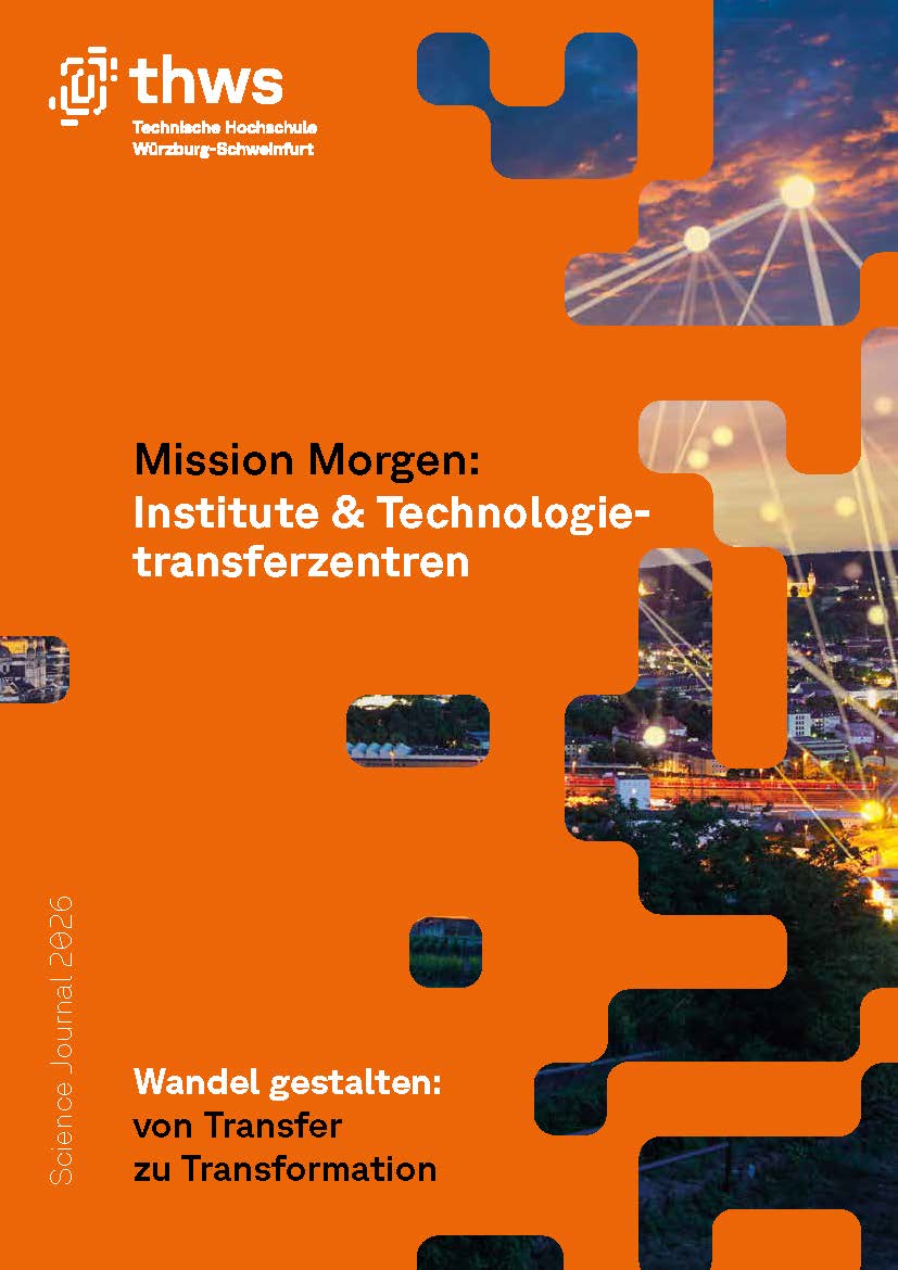 Das Titelbild zeigt ein abstraktes Bild von Würzburg mit dem Titel "Mission Morgen: Institute & Technologietransferzentren